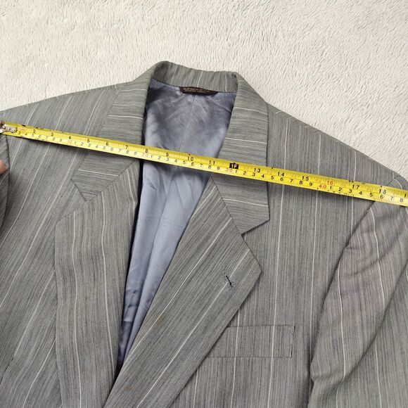 Boss Hugo Boss Corleone Blazer Men's 40L Grey Striped Ventless Wool Suit Jacket - Picture 12 of 13